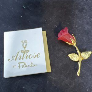 Vintage ArtRose By Pakula Brushed 14k Gold Electroplate Brooch (3945)